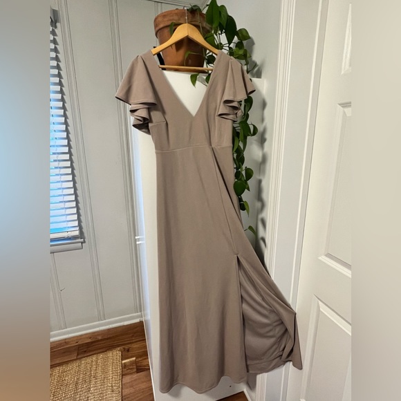 Birdy Grey Hannah Bridesmaid Dress In Taupe Crepe - Picture 3 of 5